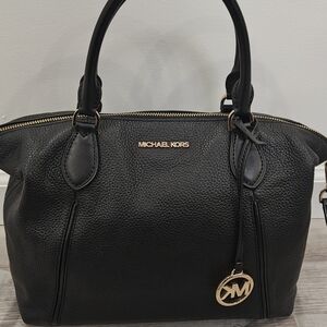 Michael Kors Black Riley Satchel with Gold Hardware